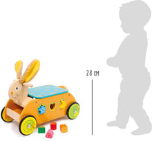 Load image into Gallery viewer, Wooden Rabbit Ride-on &amp; Shape Sorter
