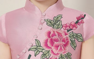 CNY Girls Cheongsam - Pink Peonies